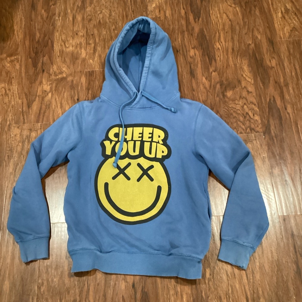 Giordano Designer Hoodie  Cheer Up Happy Face Unisex Large With Pockets